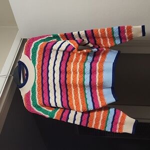 THML Multicolor Striped Crew Neck Sweater